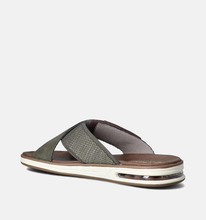 Rieker Nu-pieds casual en Vert kaki pour hommes (354835)