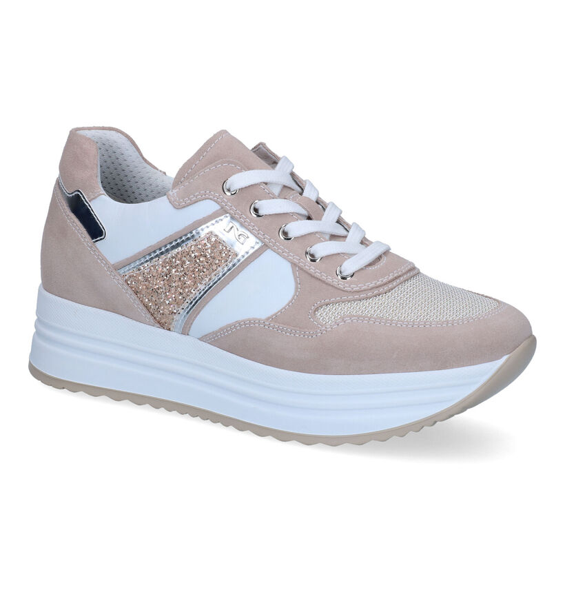 NeroGiardini Beige Veterschoenen voor dames (307497) - geschikt voor steunzolen