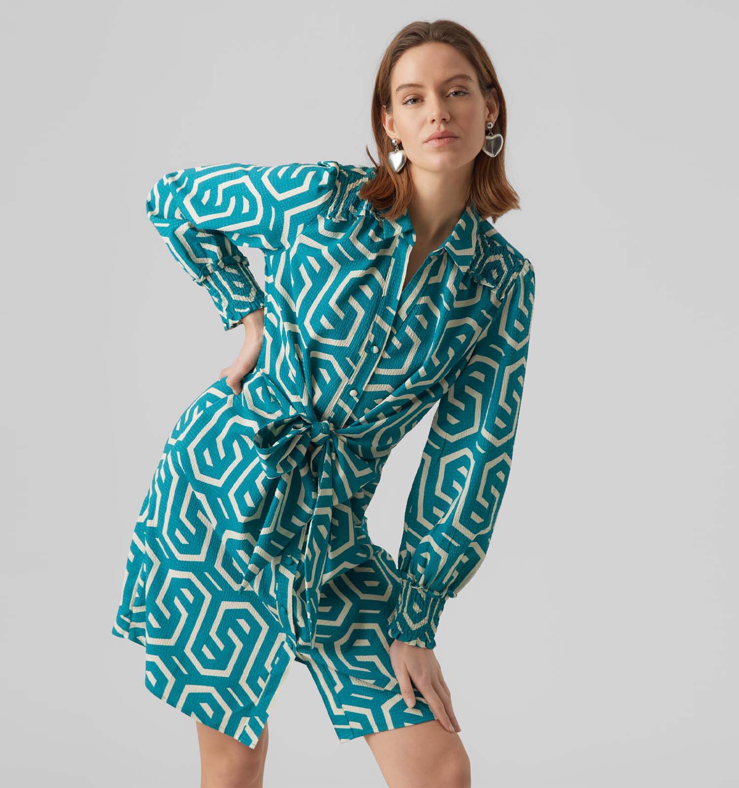 Vero Moda Cifa Turquoise A lijn jurk Dames Kleedjes Online op TORFS.BE