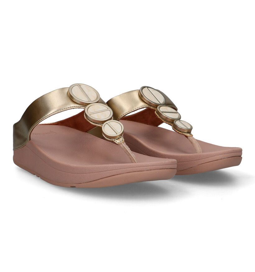 FitFlop Halo Metallic-Trim Tongs en Or pour femmes (320478)