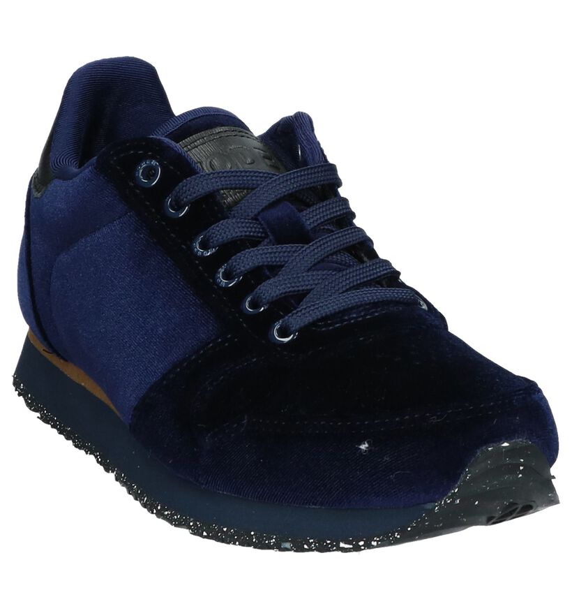 Woden Ydun Velvet Donker Blauwe Sneakers in velours (225715)