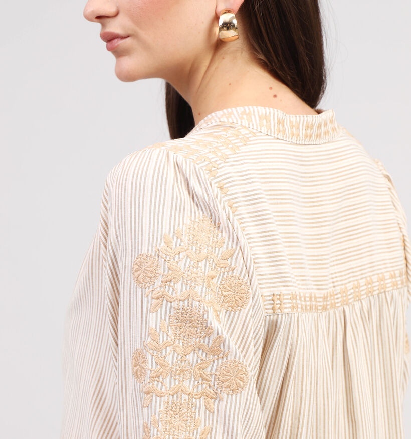 Reu Mazarine Sari Beige Oversized Blouse voor dames (357946)