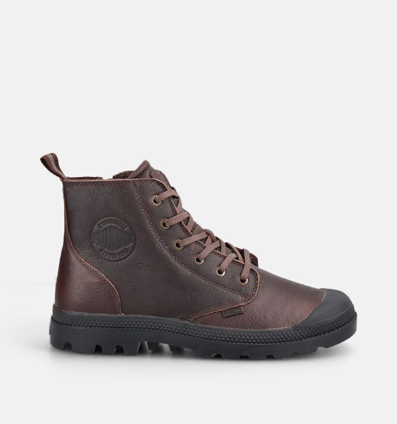 Palladium Pampa Donkerbruine Boots met Veter en Rits voor heren (378426)