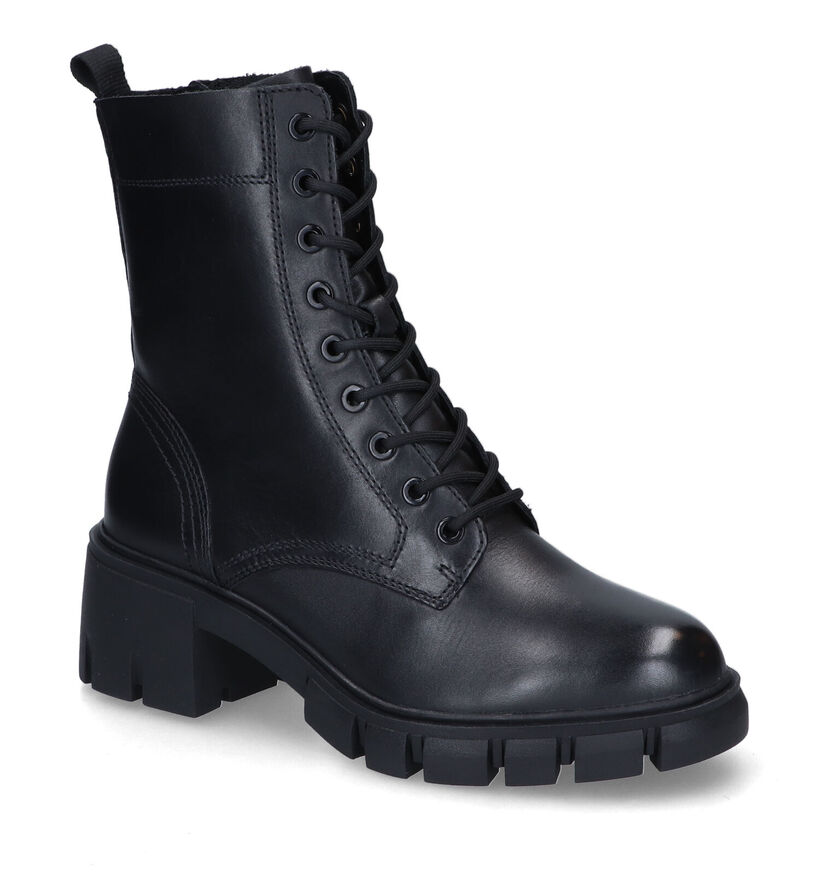 Tamaris Boots à lacets en Noir en cuir (315426)