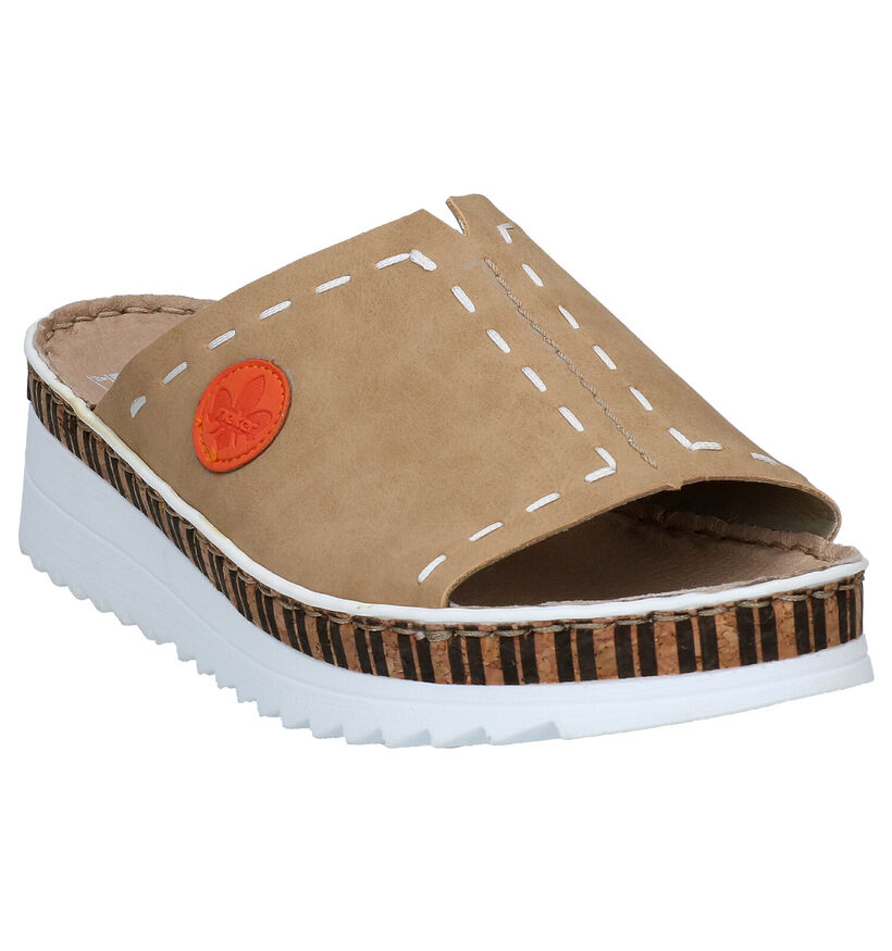 Rieker Nu-pieds compensées en Beige foncé pour femmes (287444)