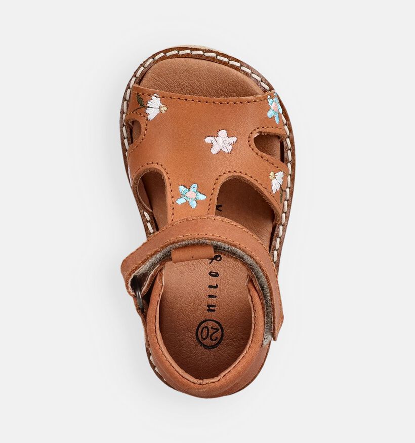 Milo & Mila Flowers Cognac Babysandalen voor meisjes (372549)