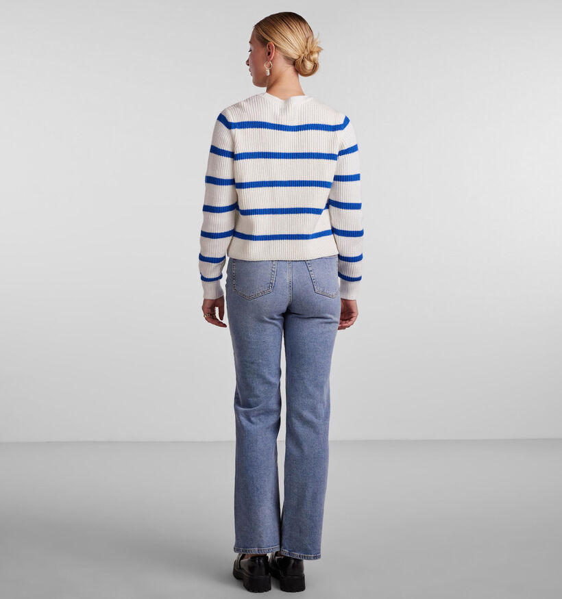 Pieces Cosilla Wit / Groen Gestreepte Trui voor dames (323747)