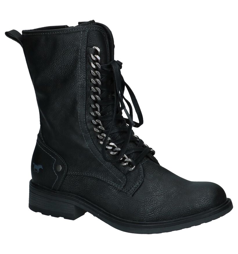 Donkergrijze Boots met Rits & Veters Mustang in kunstleer (223087)
