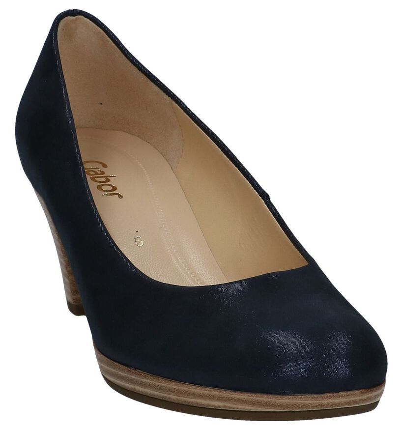 Donker Blauwe Metallic Pumps Gabor in nubuck (245503)