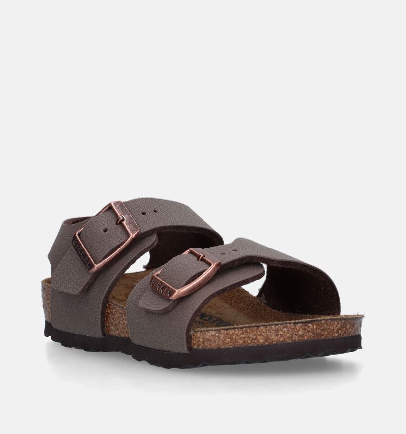 Birkenstock New York Birko Flor Sandales en Brun pour garçons (338095)