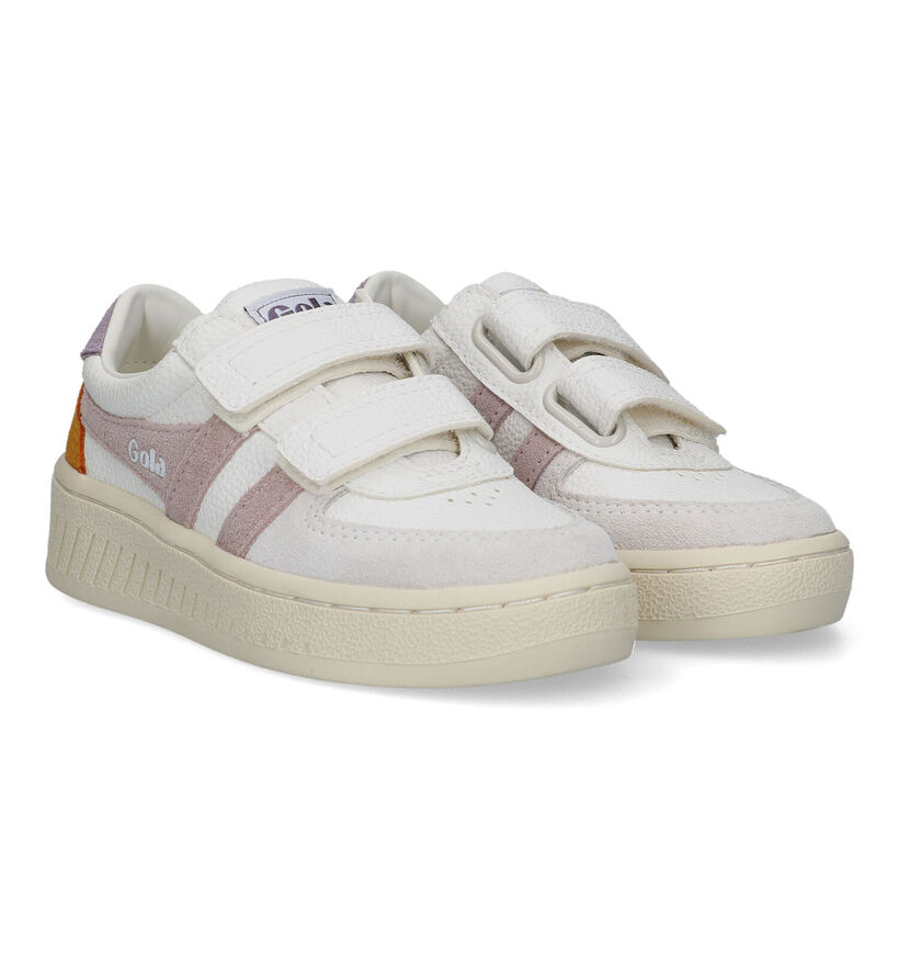 Gola Grandslam Trident Strap Witte Sneakers voor meisjes (335714) - geschikt voor steunzolen