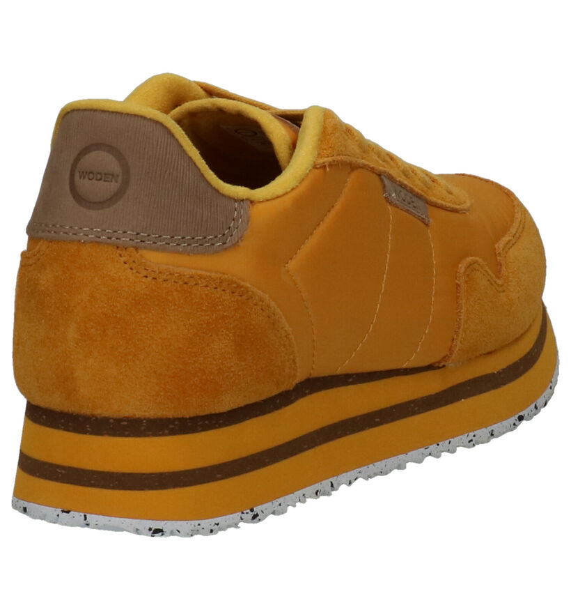 Woden Nora II Chaussures à lacets en Jaune en textile (254194)