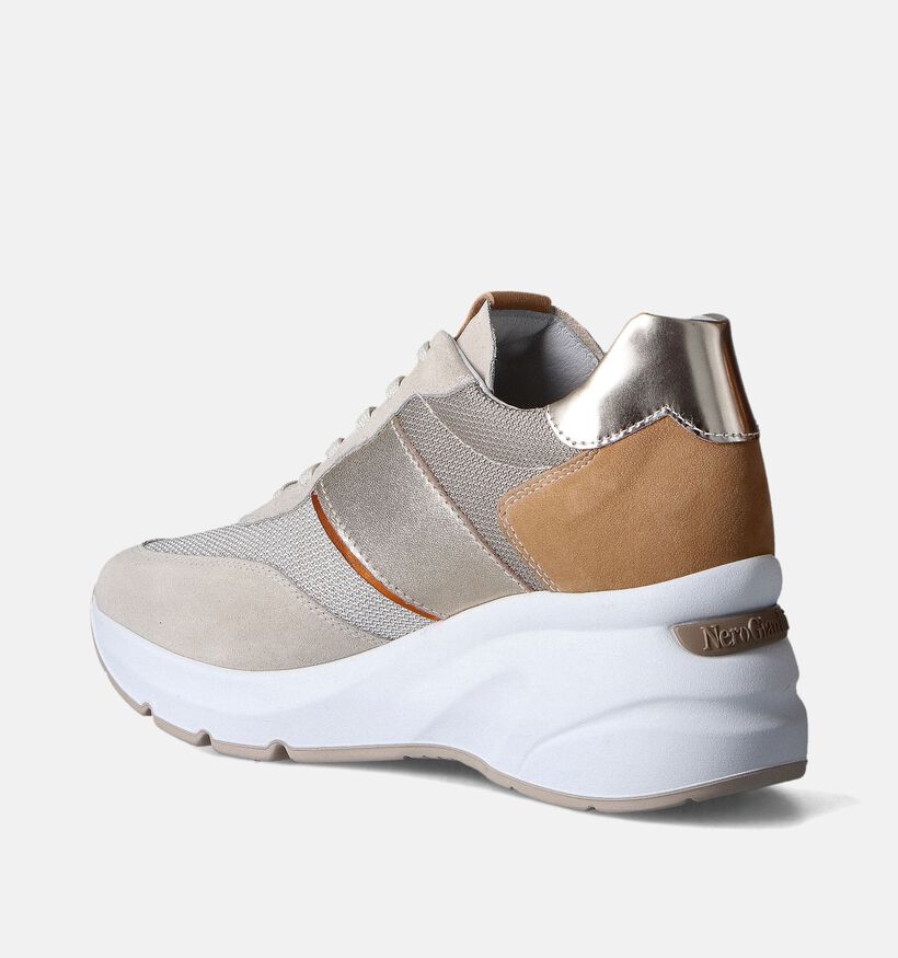 NeroGiardini Beige Sneakers met sleehak voor dames (351948) - geschikt voor steunzolen