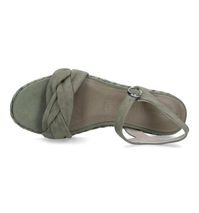 Tamaris Kaki Sandalen in daim (322291)