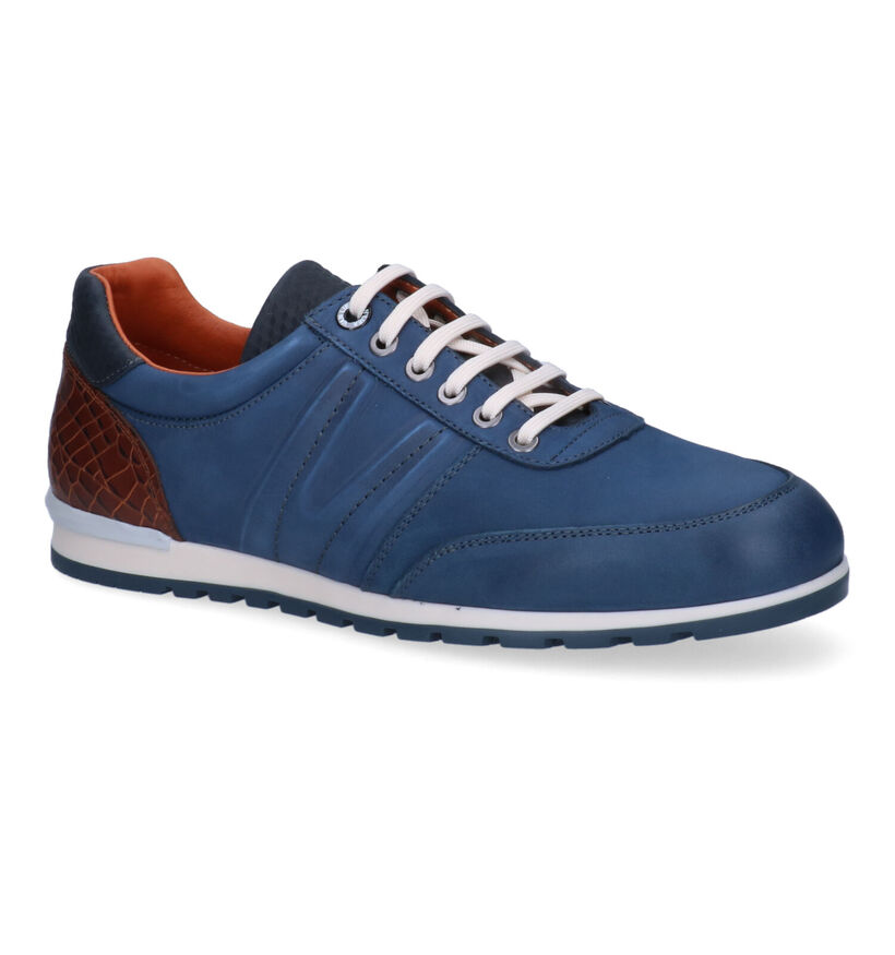 Van Lier Chaussures à lacets en Bleu foncé en nubuck (307839)