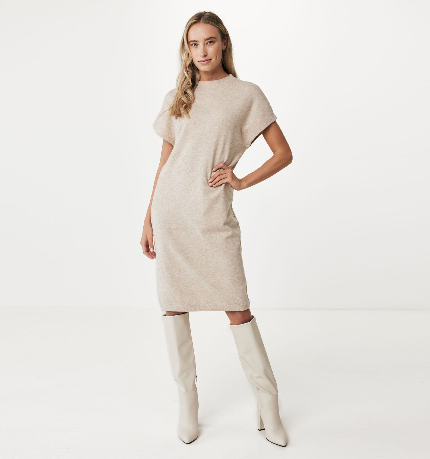 Mexx Beige Gebreide jurk Dames Kleedjes Online op TORFS.BE