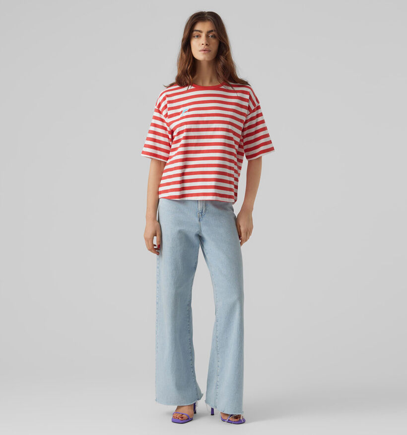 Vero Moda Grokelly Blauw Gestreept T-shirt voor dames (327211)