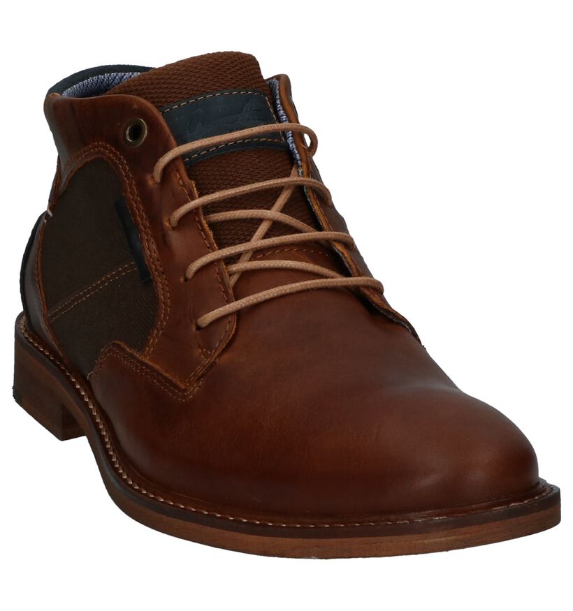 Cognac Geklede Veterboots Bullboxer in stof (239048)