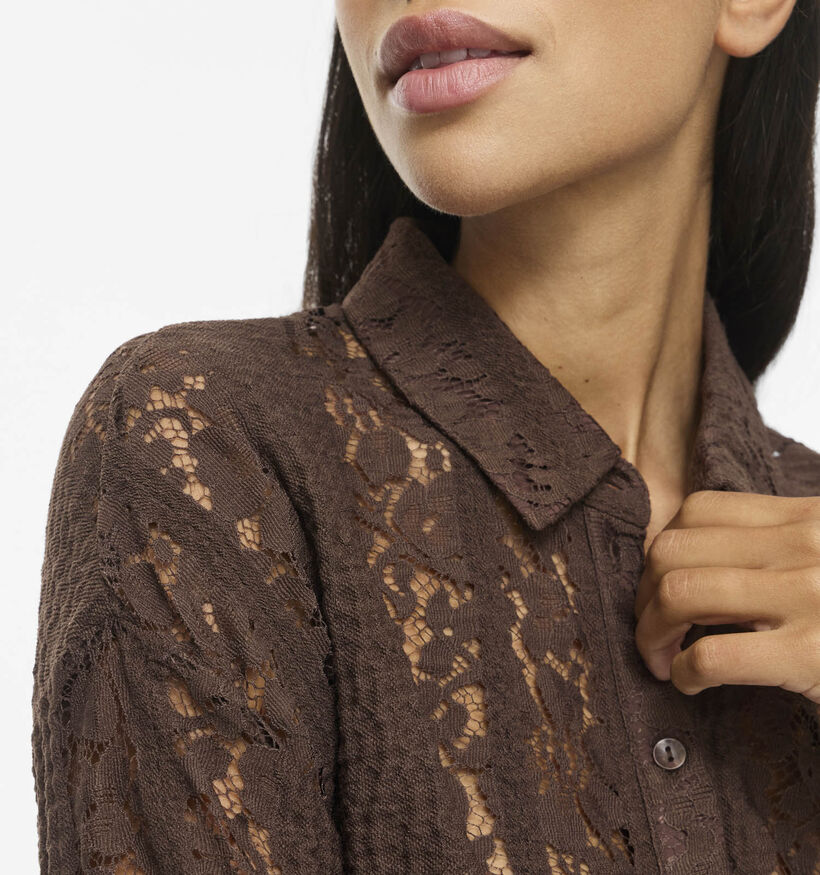 Vila Silano Collar Donkerbruin Hemd met Kant voor dames (379742)