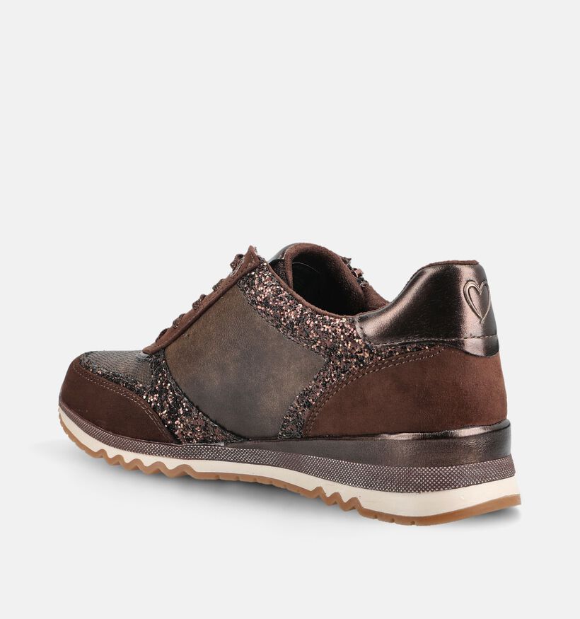 Marco Tozzi Donkerbruine Schoenen met Veter en Rits voor dames (376545) - geschikt voor steunzolen