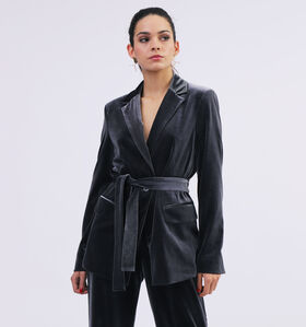 Comma Grijze Glanzende Fluwelen Blazer (326498)
