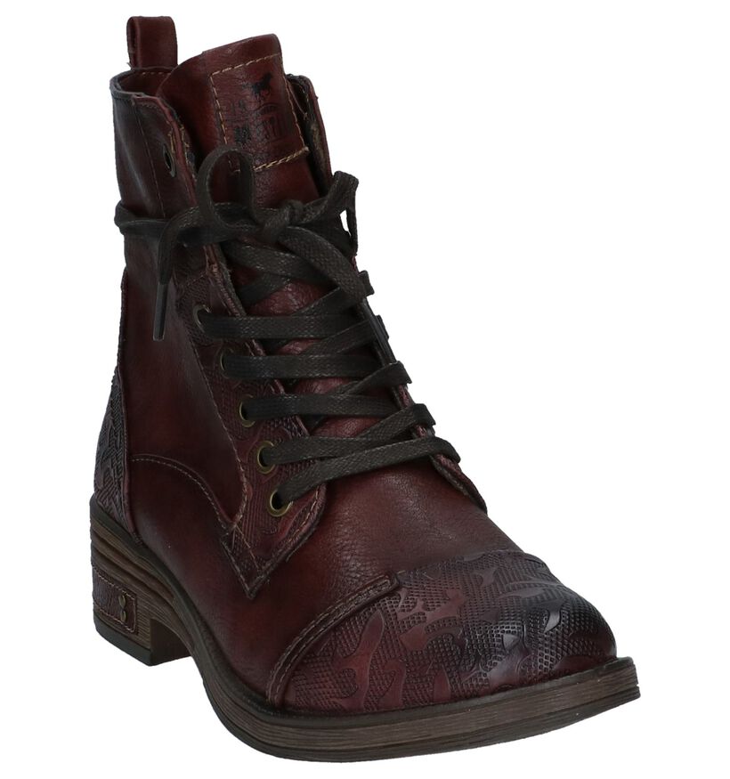 Donker Bruine Boots met Rits/Veter Mustang in kunstleer (231656)