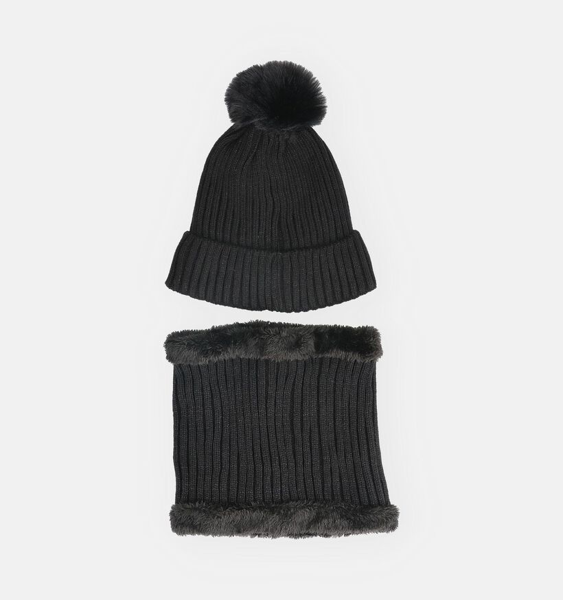 Via Limone Bonnet et Col en Noir (Ensemble) pour filles, garçons (367435)