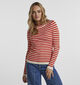 Pieces Crista T-shirt manches longues rayé en Orange pour femmes (344986)