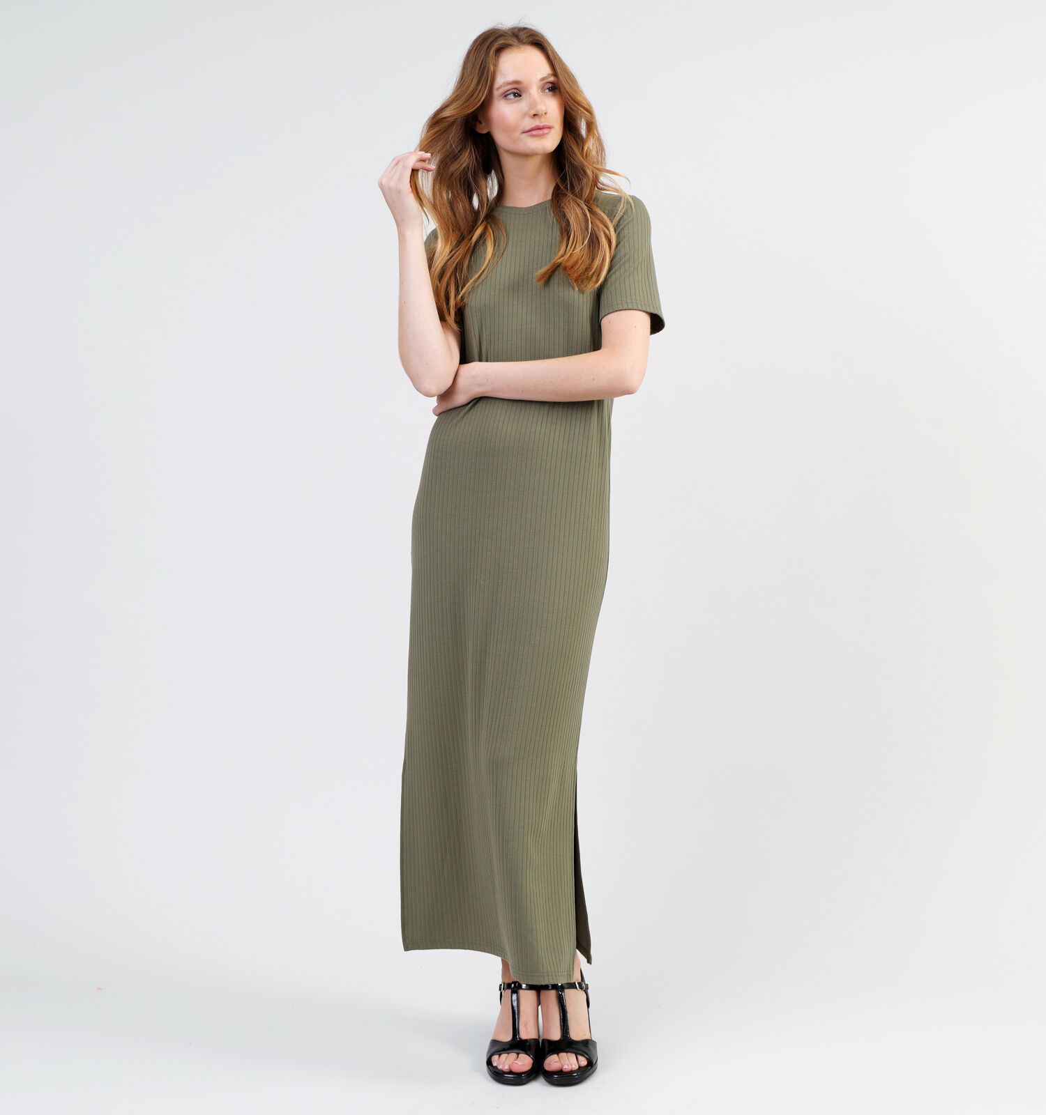 Pieces Kylie Kaki Maxi jurk Dames Kleedjes Online op TORFS.BE