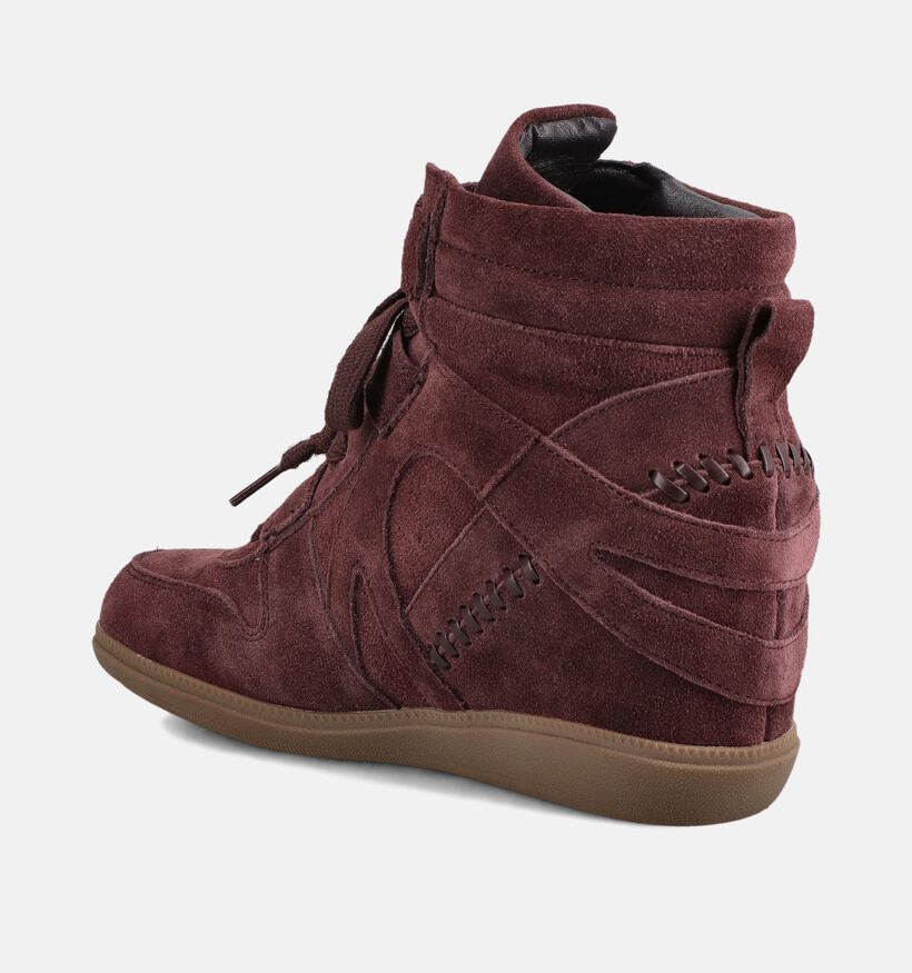 Poelman Baskets montantes avec Talon Compens&eacute; en Bordeaux pour femmes (382833)