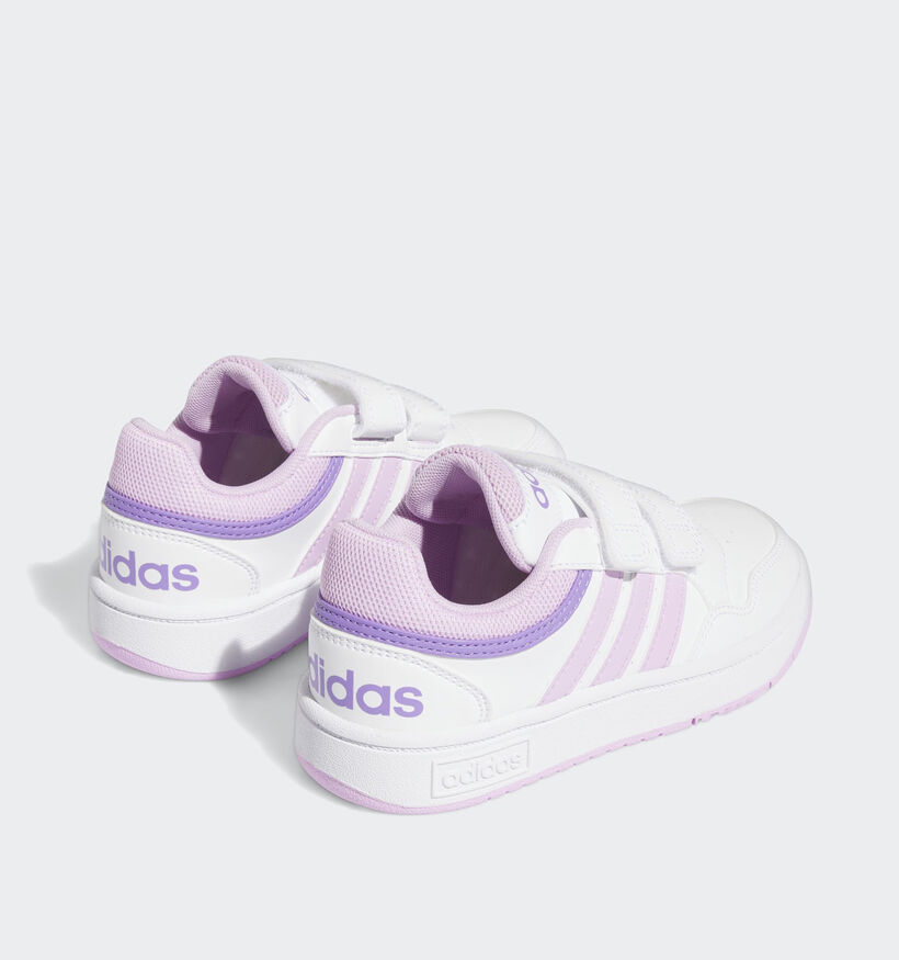 adidas Hoops 3.0 Cloudfoam Baskets en Blanc/Rose pour filles (366038) - pour semelles orthopédiques
