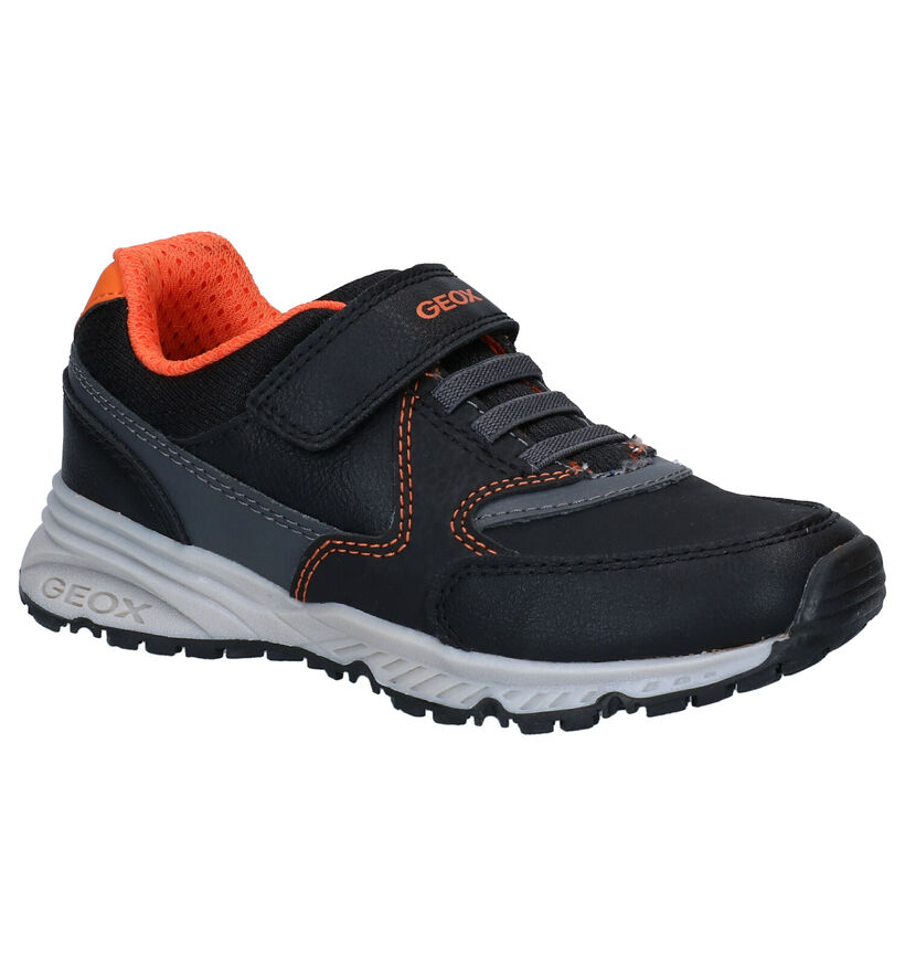 Geox Bernie Zwarte Velcroschoenen in kunstleer (288718)