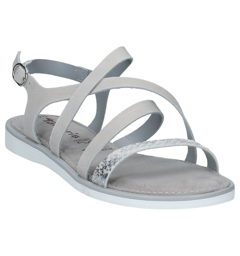 Tamaris Licht Grijze Sandalen in leer (214324)