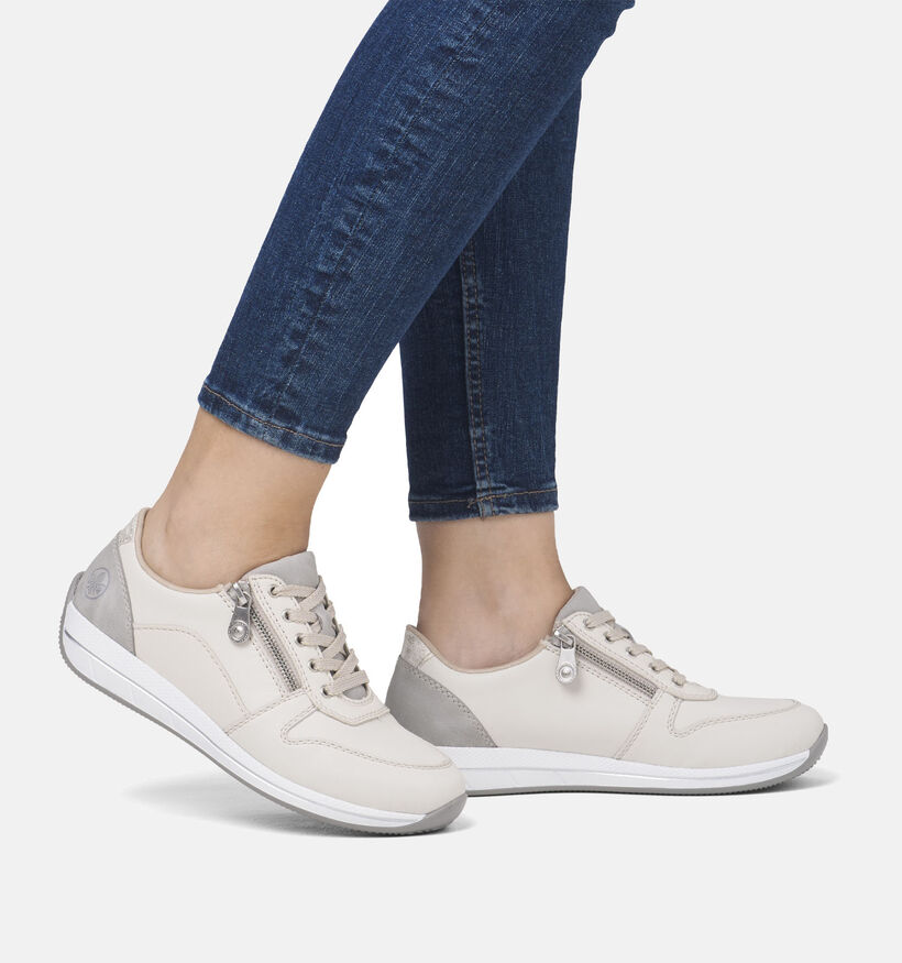 Rieker Ecru Veterschoenen voor dames (351228) - geschikt voor steunzolen