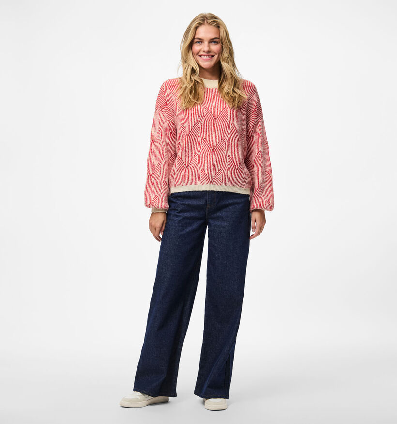 Pieces Jenna Rode/Beige Trui voor dames (361131)