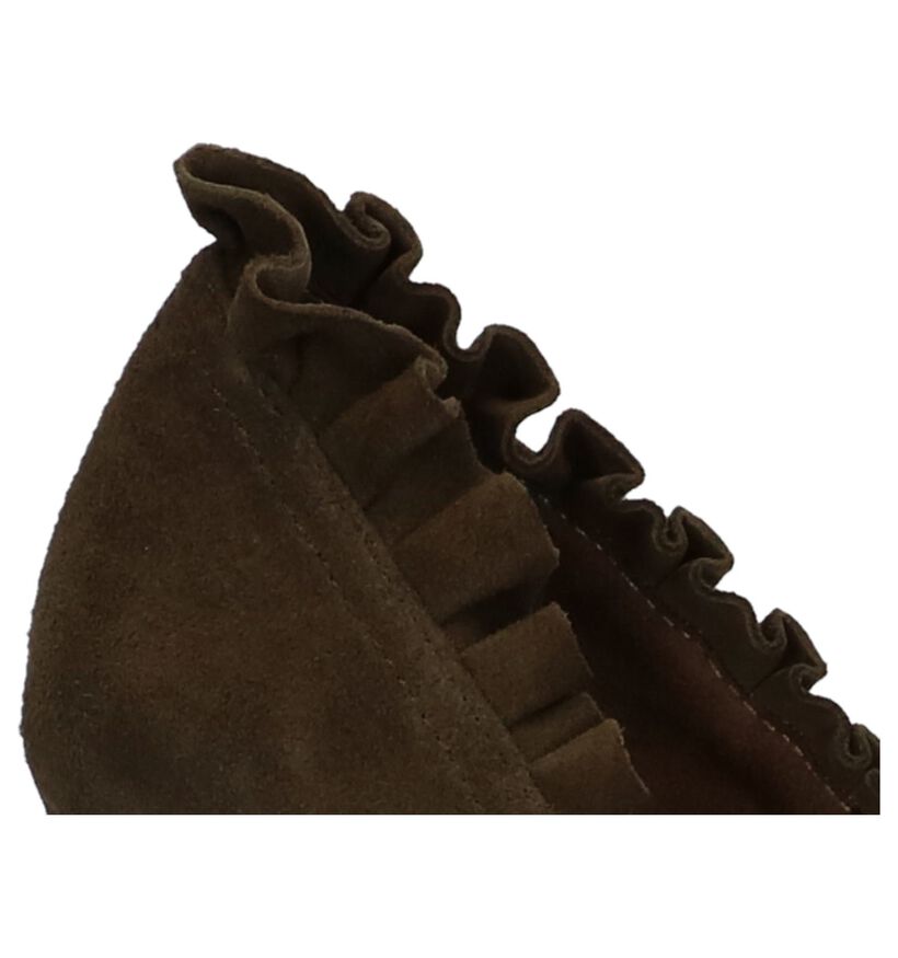Kaki Pumps met Franjes Tamaris Marcel Ostertag in daim (226762)