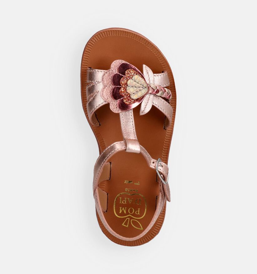 Pom d'Api Plagette Alto Sandales en Or ros&eacute; pour filles (370269)