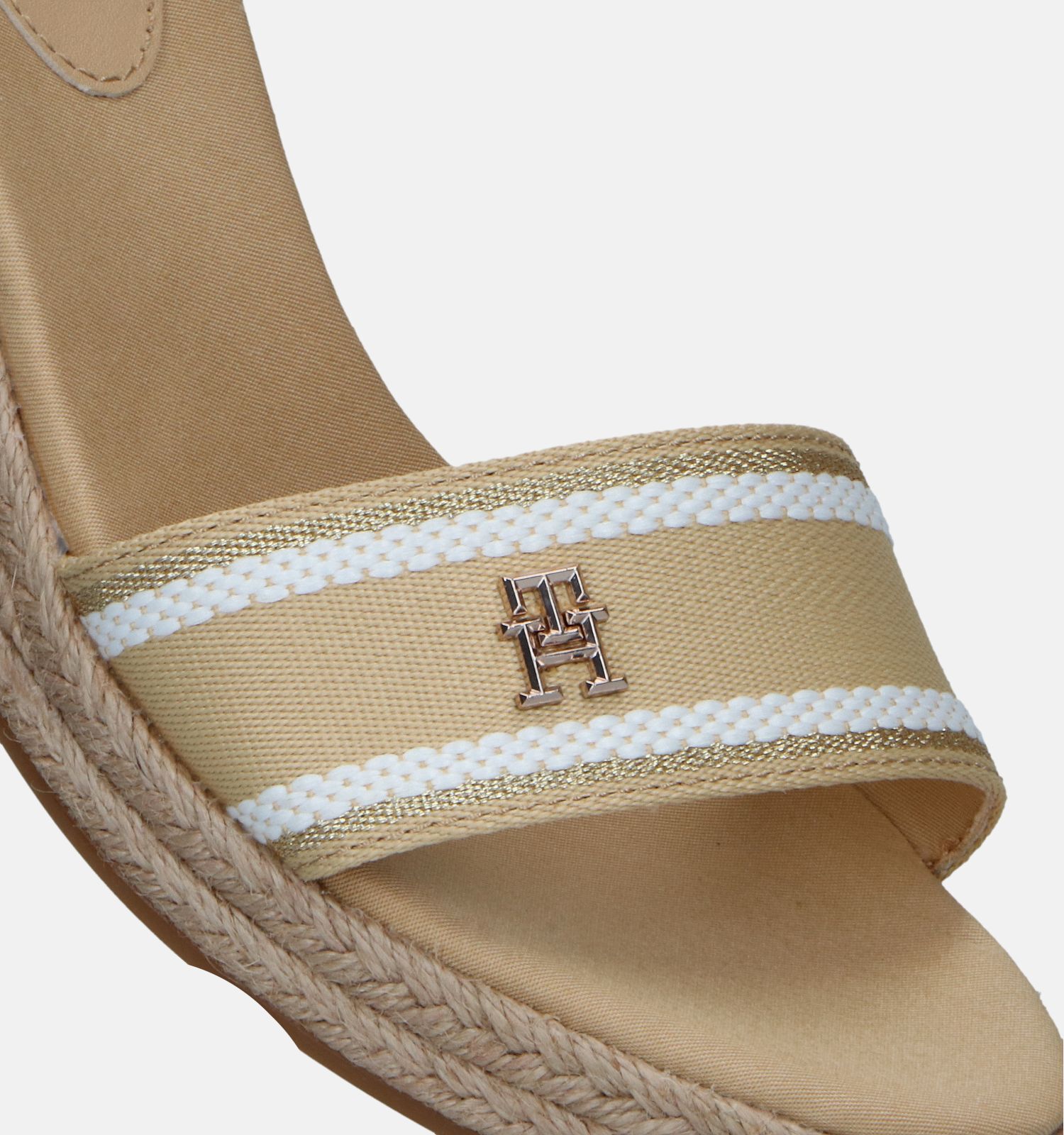 Tommy Hilfiger Webbing Wedge Beige Sandalen Dames Sandalen Online op TORFS.BE