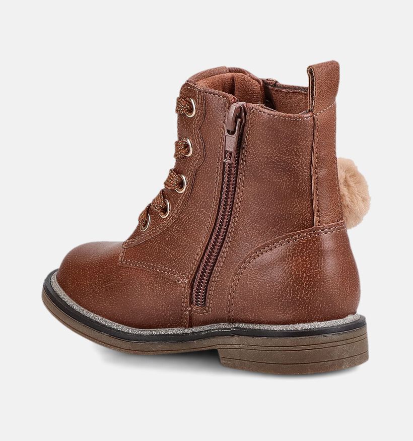 Milo & Mila Cognac Boots met Veters en Rits voor meisjes (378911)