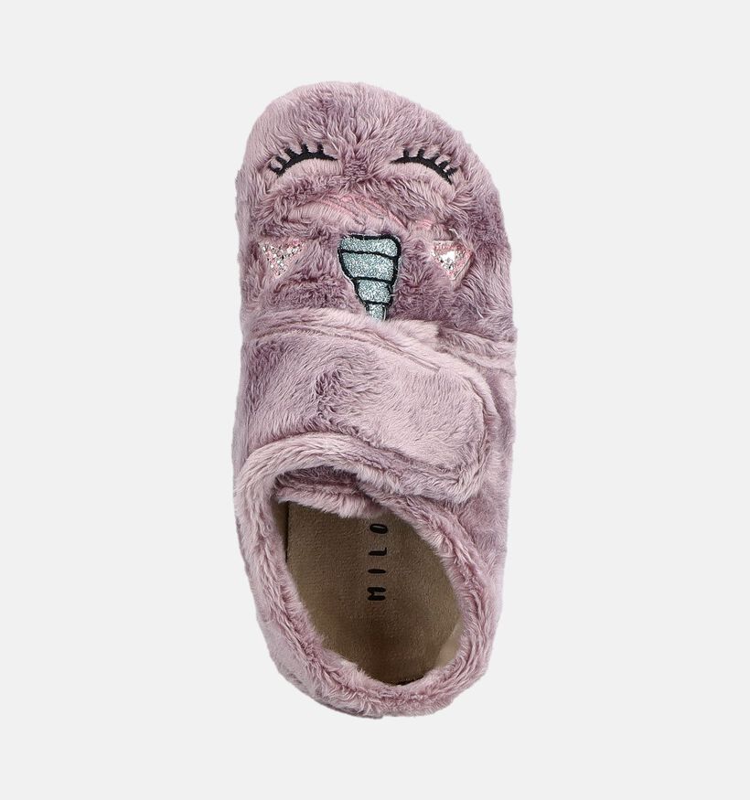 Milo & Mila Unicorn Pantoufles en Violet pour filles (381131) - pour semelles orthop&eacute;diques