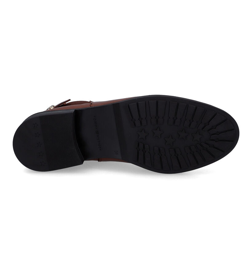 Tommy Hilfiger Bottines plates en Cognac en cuir (314028)