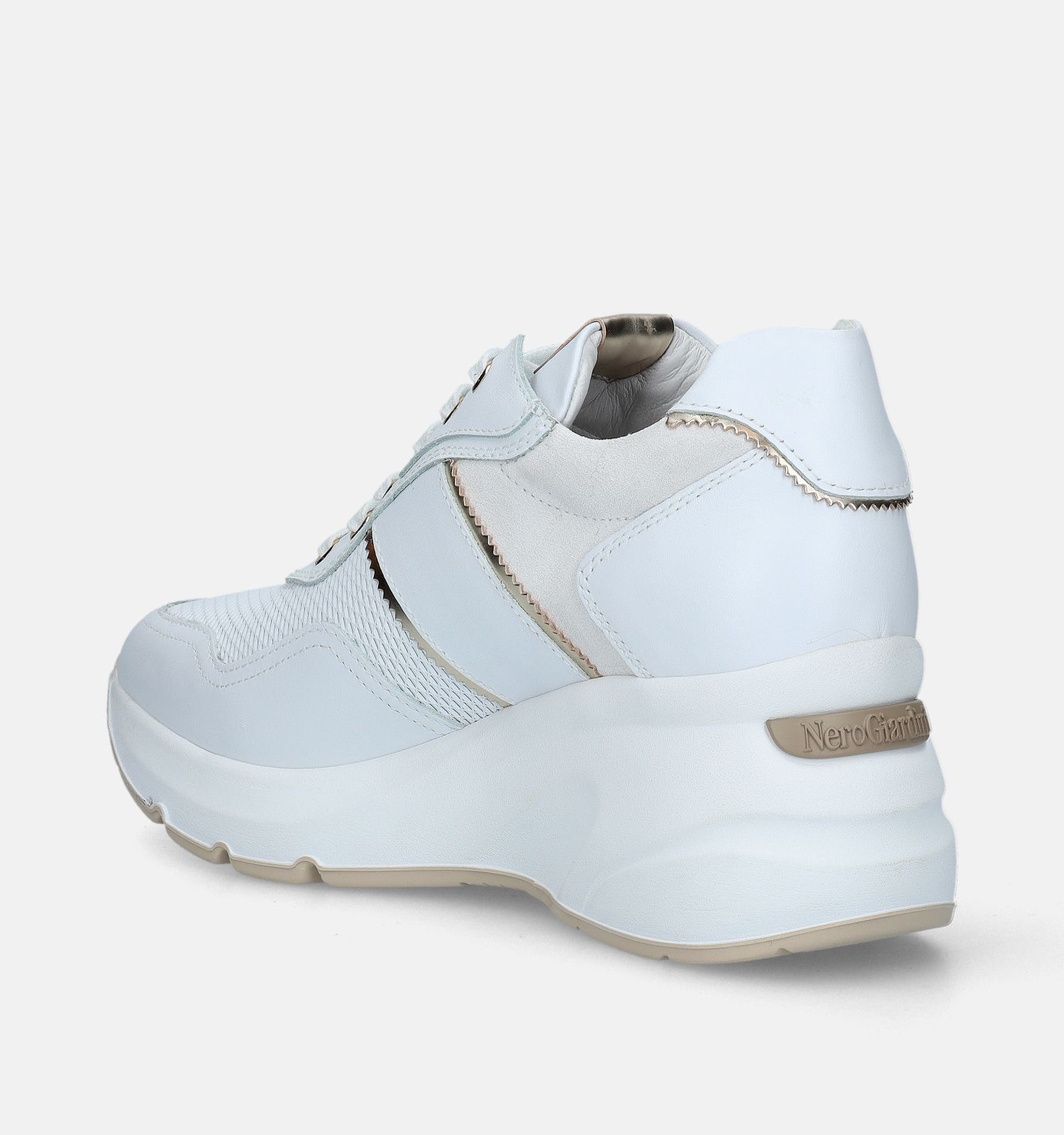 NeroGiardini Witte Sneakers Met Sleehak Dames Sneakers Online op TORFS.BE