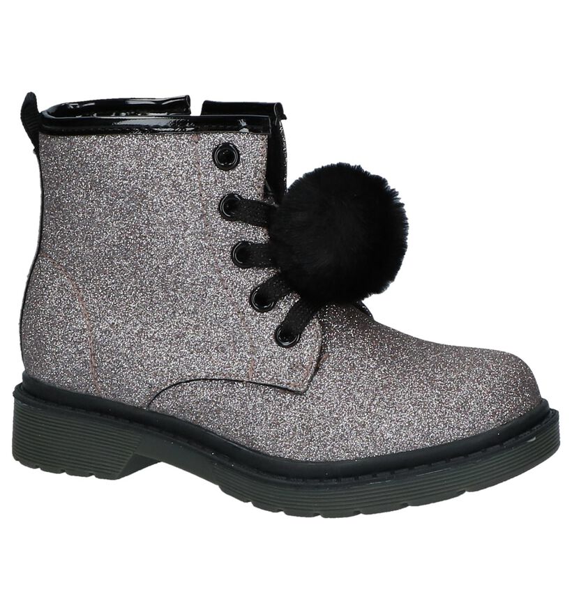 Gouden Boots Rits/Veter met Glitters K3 in stof (226610)