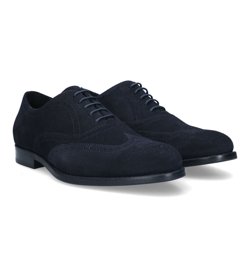 Geox Hampstead Blauwe Geklede Veterschoenen in daim (326759)