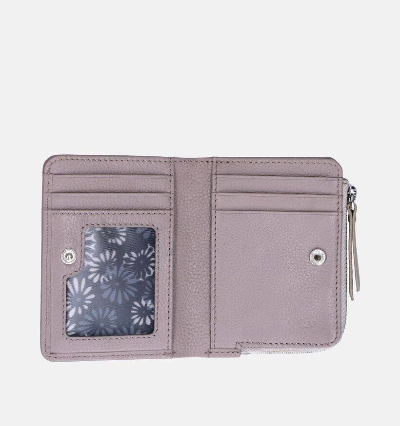 Euro-Leather Porte-monnaie zippé en Beige pour femmes (365201)