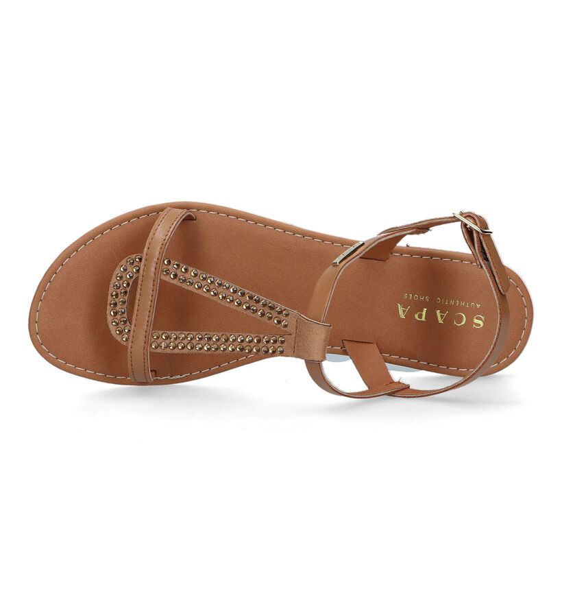 Scapa Sandales plates en Camel pour femmes (323770)