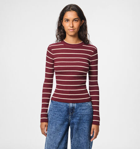 Pieces T-shirts Bruin/Bordeaux