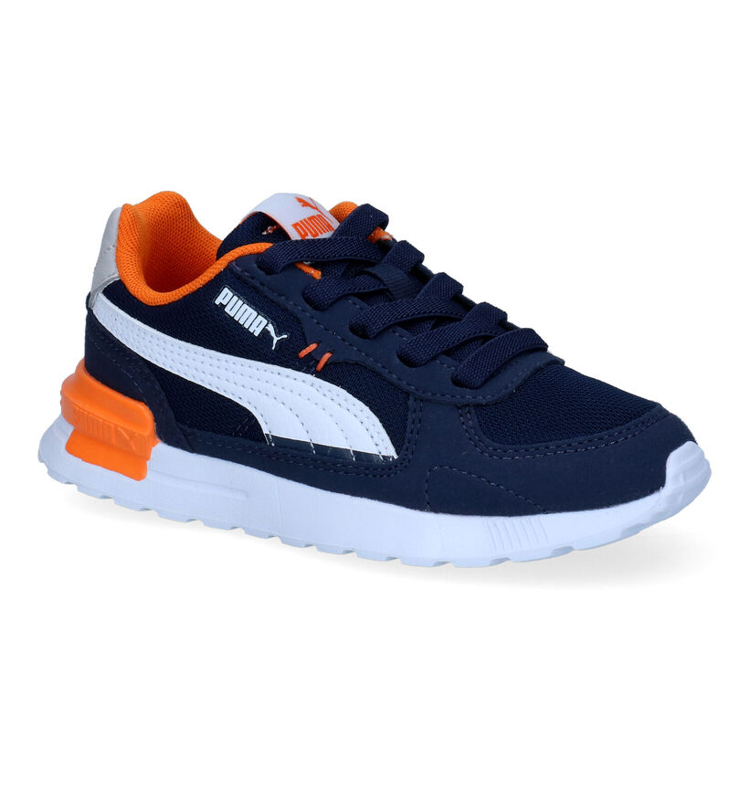 Puma Graviton Baskets en Bleu pour garçons (301824) - pour semelles orthopédiques