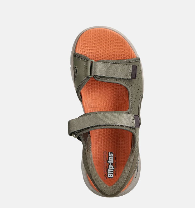 Skechers Go Walk Flex Easy Entry Sandales en Vert kaki pour hommes (371077)