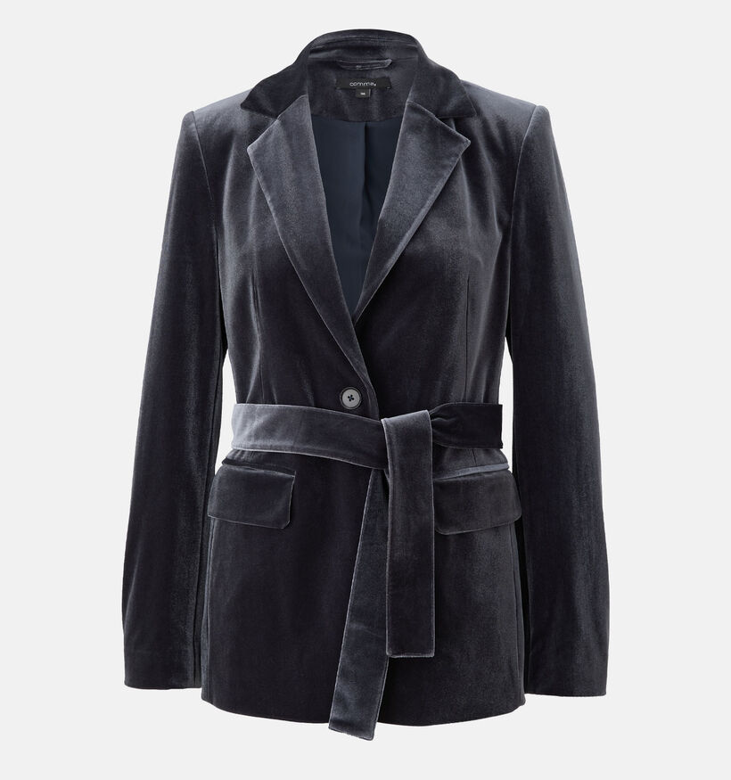 Comma Blazer en velours brillant en Gris (326498)